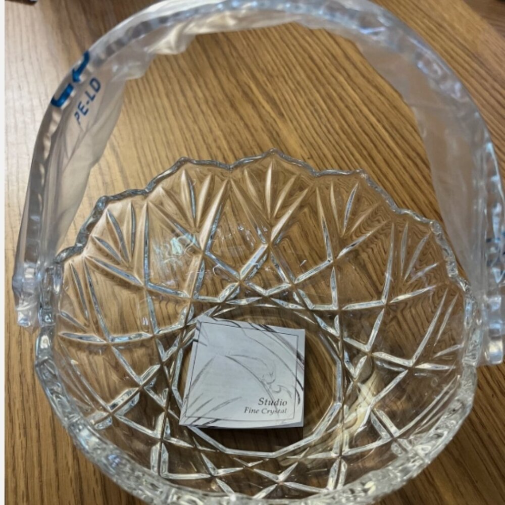 Studio Silversmiths Crystal Basket With Handle